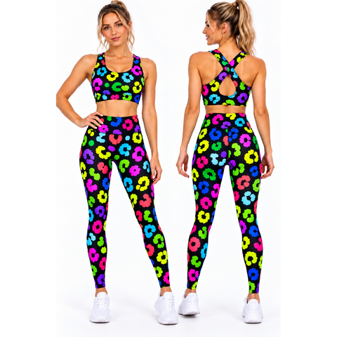 Step n Pump UV Reactive Groovy Panther Leggings With Or Without Pockets (Pre Order)
