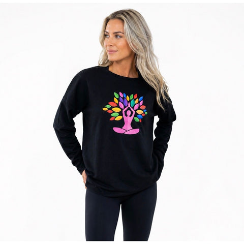Step n Pump Essentials Luxe Black Yoga Tree Cover Up Top