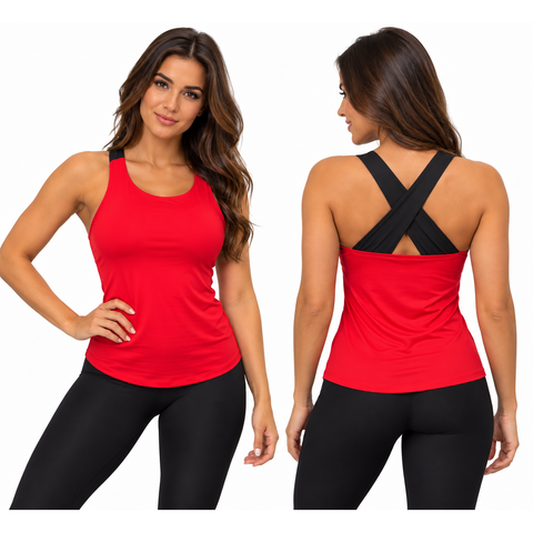 Step n pump SP106A Cross Back Vest Top (Choose Your Colour)