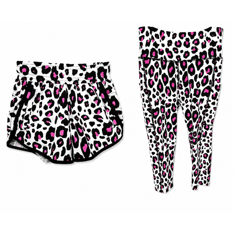 Step n Pump UV Reactive Exclusive White Leopard Capri Bottoms (Pre-Order)