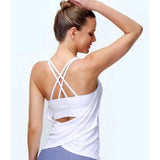 Step n Pump Exclusive Ultra Soft White Top With Built In Supportive Bra Top