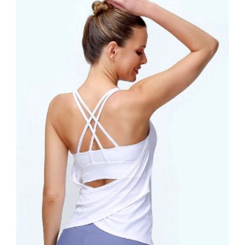 Step n Pump Exclusive Ultra Soft White Top With Built In Supportive Bra Top
