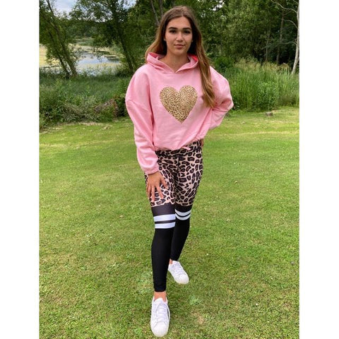 Step n Pump Essentials Baby Pink Leopard Heart Hoodie