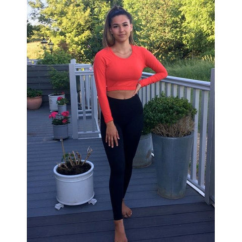 Step n Pump Sp125 Red Long Sleeve Crop Top