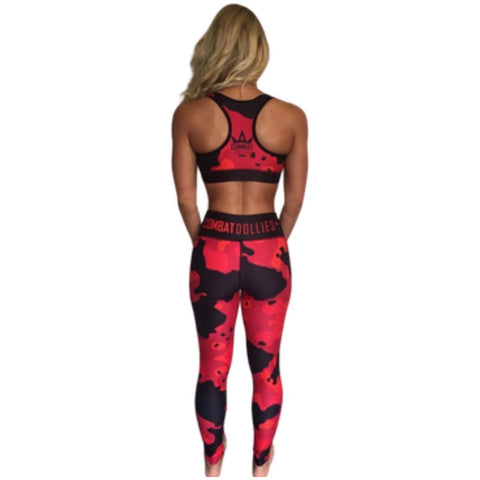 Combat Dollies Full Red Multicamo Sports Bra