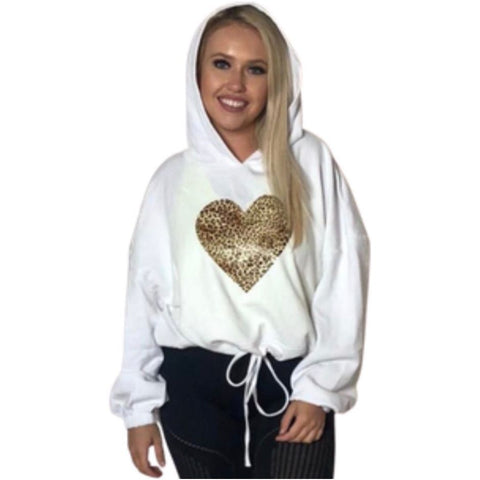 Step n Pump Essentials White Leopard Heart Hoodie