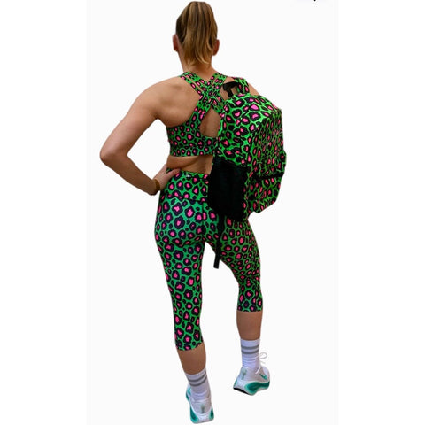 Step n Pump Exclusive UV Reactive Green Leopard Capri's With Pockets