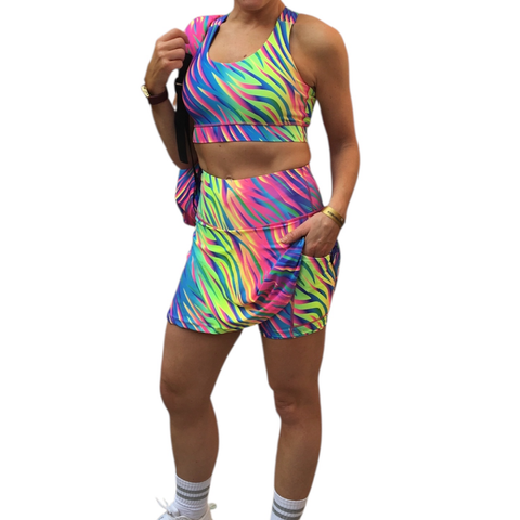 Step n Pump Exclusive UV Reactive Neon Flame Skort