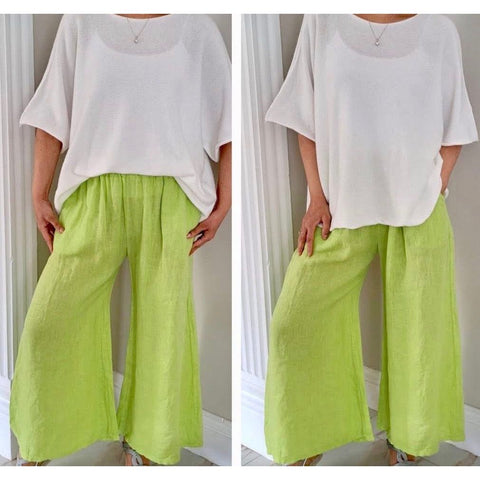 Italian 100% Linen Cropped Bottoms