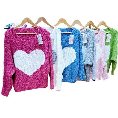 Italian Ultra Soft Boucle Heart Jumper ( Choose your Colour)