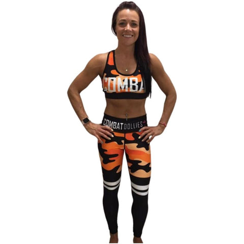 Combat Dollies Orange Camo Sports Bra