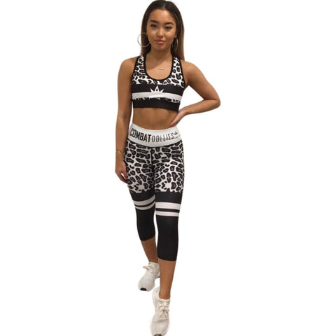 Combat Dollies White Leopard Sports Bra