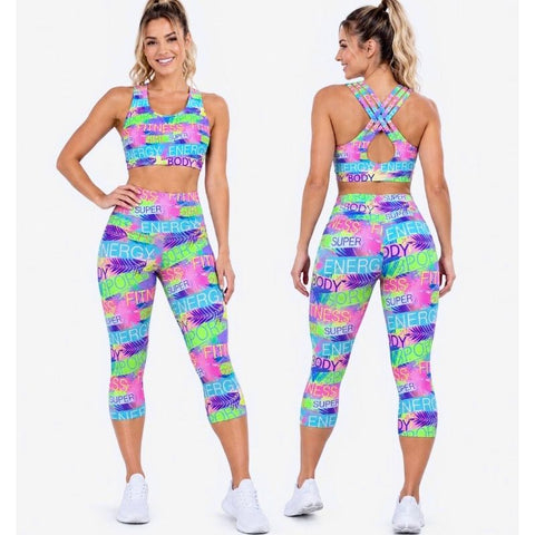 Step n Pump UV Reactive Fitness Girl Capri Bottoms With Pockets