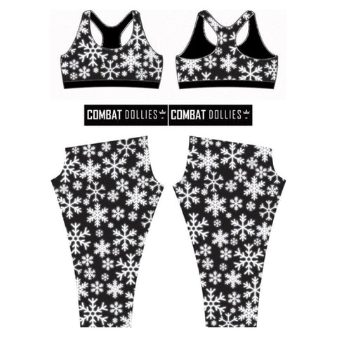 Combat Dollies Exclusive White Snow Flake  Sports Bra