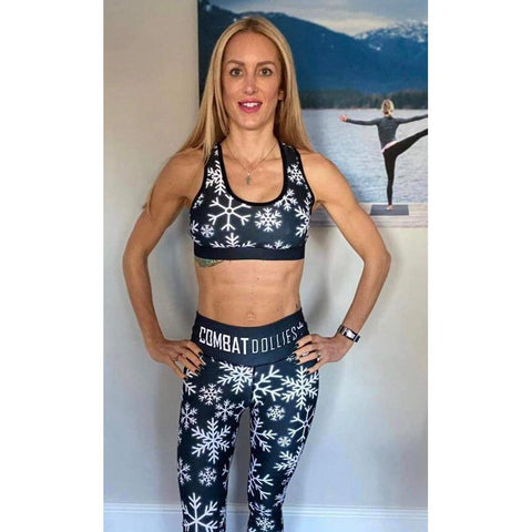 Combat Dollies Exclusive White Snow Flake  Sports Bra