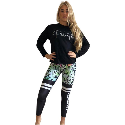 Step n Pump Essentials Luxe Black-Silver Pilates Top