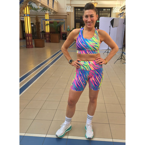 Step n Pump Exclusive UV Reactive Neon Flame Shorts With Pockets