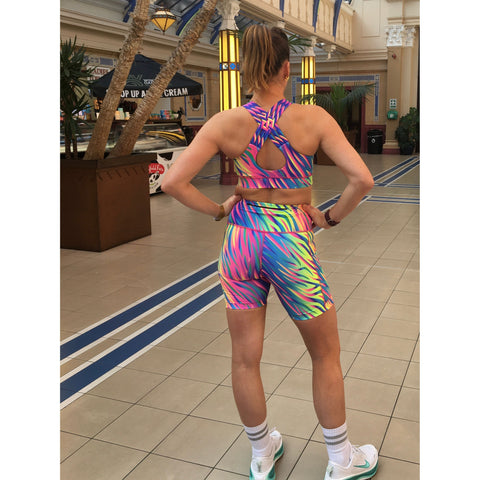 Step n Pump Exclusive UV Reactive Neon Flame Shorts With Pockets