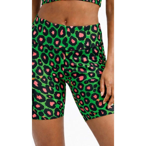 Step N Pump Exclusive UV Reactive Green Leopard Shorts With Pockets