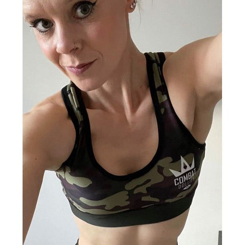 Combat Dollies Caged Camo Sports Bra