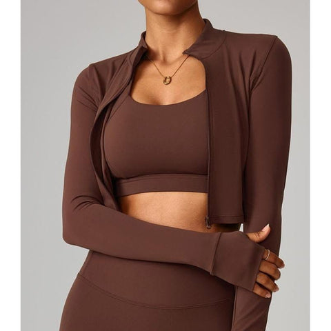 Step n Pump Exclusive Soft Sculpt Chocolate Zip Up Jacket