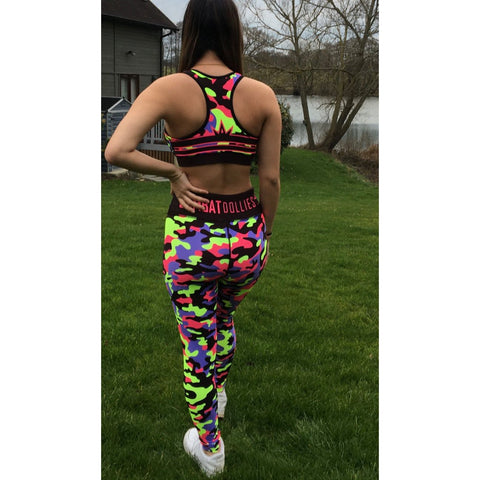 Combat Dollies  Exclusive Neon Mixed Camouflage Fitness Leggings