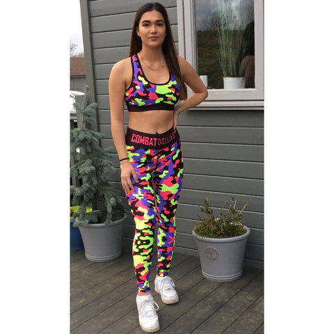 Combat Dollies  Exclusive Neon Mixed Camouflage Fitness Leggings