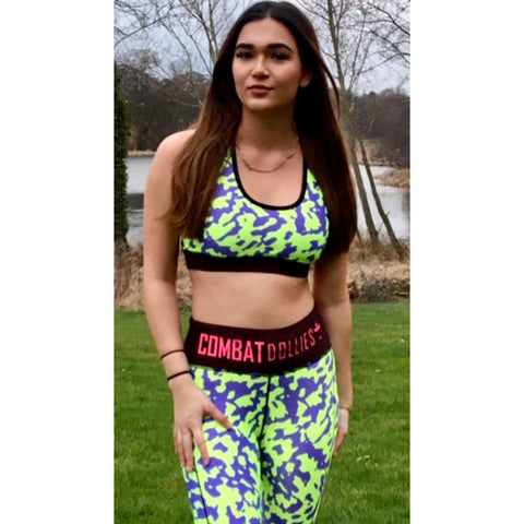 Combat Dollies Neon Camouflage Duo Sports Bra