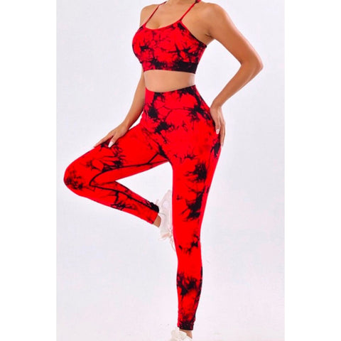 Step n Pump Exclusive Red - Black Tie Dye Seamless Leggings