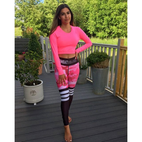 Step n Pump SP125 Neon Pink Long Sleeve Crop Top