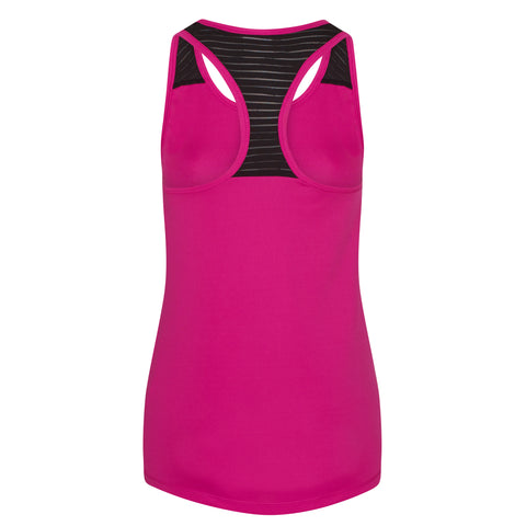 Step n Pump Essentials Hot Pink Loose Fit Vest  Top With Black Mesh Panel Racer Back