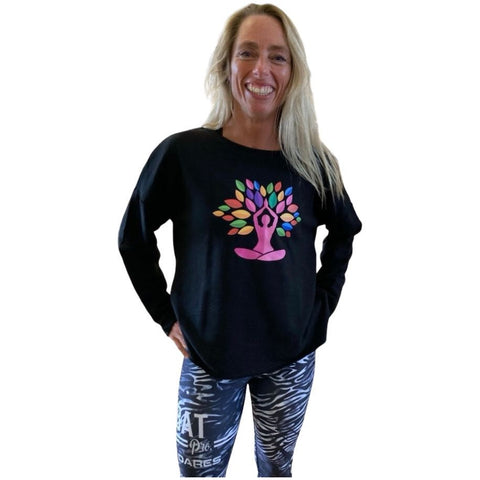 Step n Pump Essentials Luxe Black Yoga Tree Cover Up Top