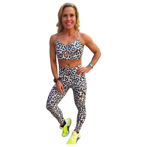 Step n Pump Exclusive White Leopard Crop Top