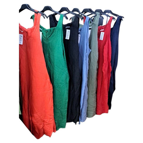 Italian 100% Linen Dungarees With Pockets