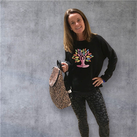 Step n Pump Essentials Luxe Black Yoga Tree Cover Up Top