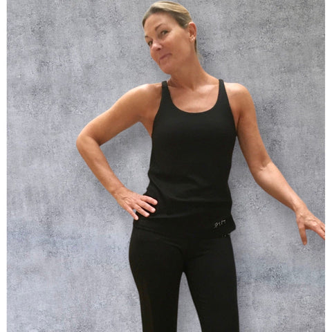 Step n Pump Exclusive Ultra Soft Black Top with Built In Supportive Bra Top