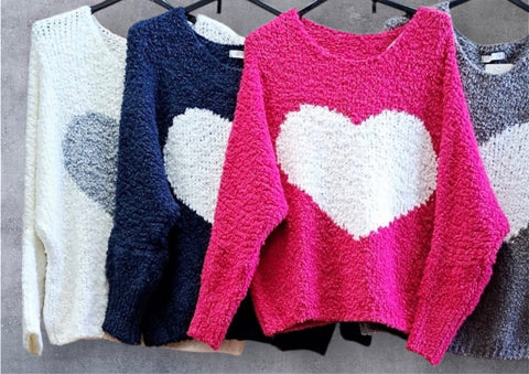 Italian Ultra Soft Boucle Heart Jumper ( Choose your Colour)
