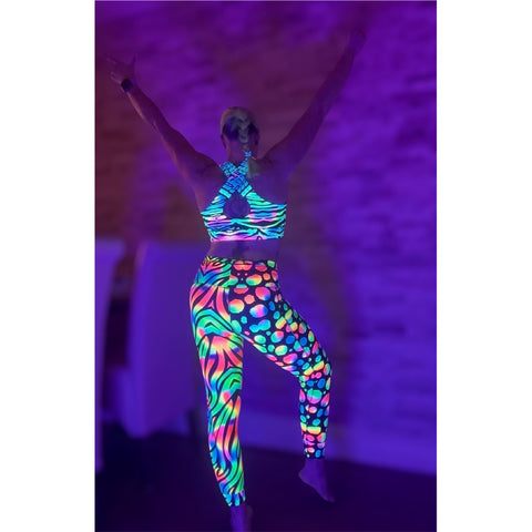 Step n Pump UV Reactive Wild Neon Pop Print Leggings