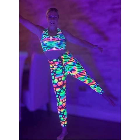 Step n Pump UV Reactive Wild Neon Pop Print Leggings