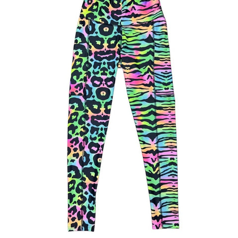 Step n Pump UV Reactive Pastel Tiger/Leopard Print Leggings