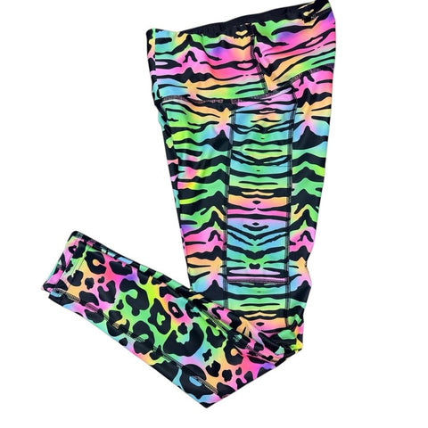Step n Pump UV Reactive Pastel Tiger/Leopard Print Capri Bottoms