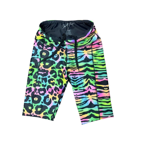 Step n Pump UV Reactive Pastel Tiger/Leopard Print Shorts With Pockets