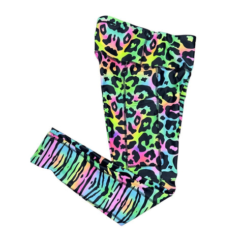 Step n Pump UV Reactive Pastel Tiger/Leopard Print Capri Bottoms