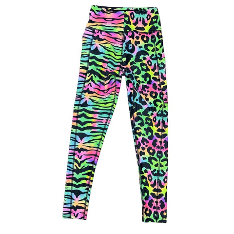 Step n Pump UV Reactive Pastel Tiger/Leopard Print Leggings