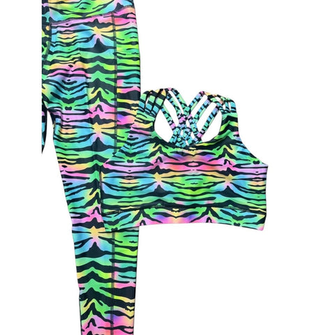Step n Pump UV Reactive Pastel Tiger/Leopard Print Leggings