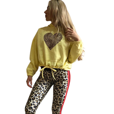 Step n Pump Essentials Lemon Leopard Heart Hoodies