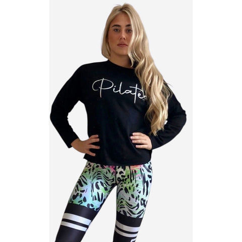 Step n Pump Essentials Luxe Black-Silver Pilates Top