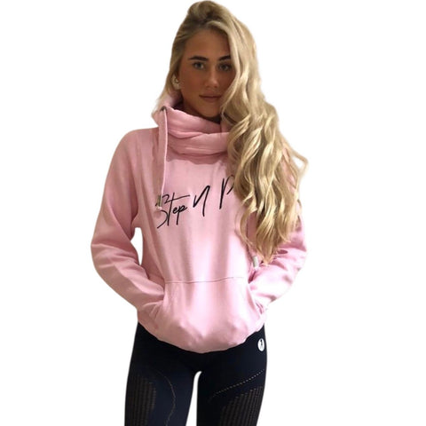 Step n Pump Essentials Baby Pink With Black Cross Neck Cosy Hoodie