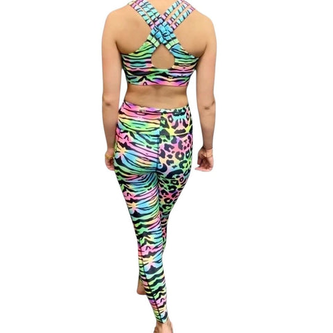 Step n Pump UV Reactive Pastel Tiger/Leopard Print Leggings (XS SOLD OUT BUT CAN STILL PRE-ORDER)