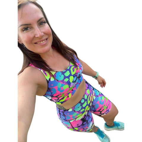 Step n Pump UV Reactive Neon Leopard Shorts With Pockets (Pre - Order)